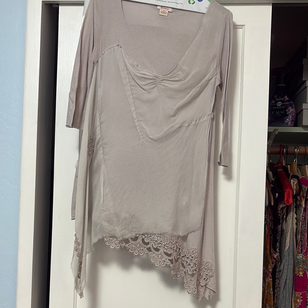 Sundance Gray Asymmetrical Embellished Tunic
